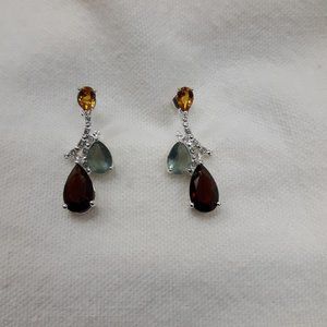 NVC Designer Signed Earrings Nataliya V Collister Elegant Silver Tone Pierced
